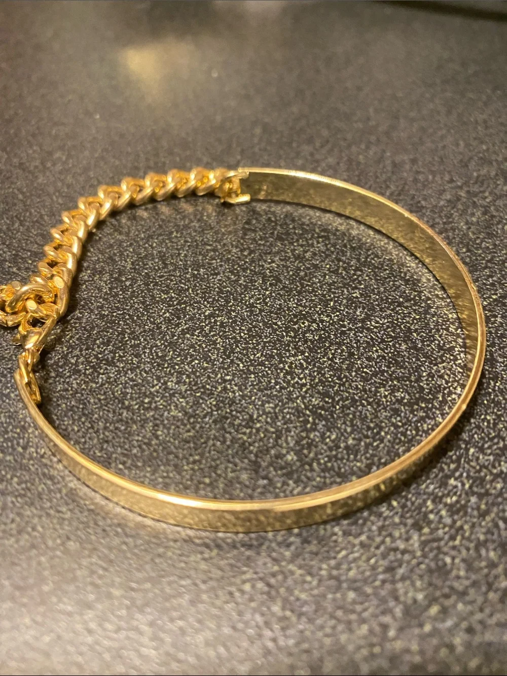 Gold-Tone Chain and Bangle Bracelet - Sleek Women's Bracelet